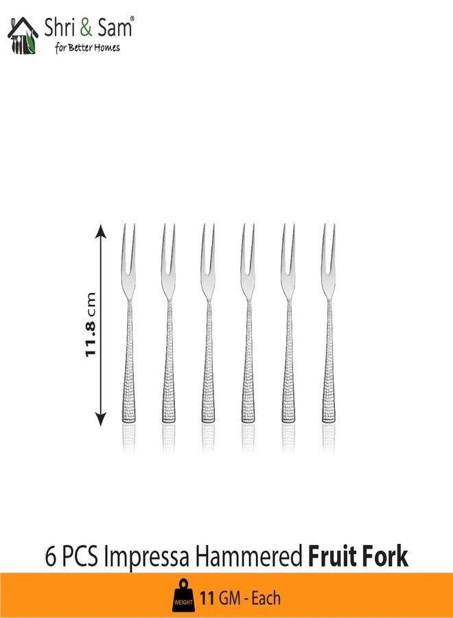 Shri & Sam Stainless Steel Impressa Hammered Fruit Fork,6 Pieces - Image 2